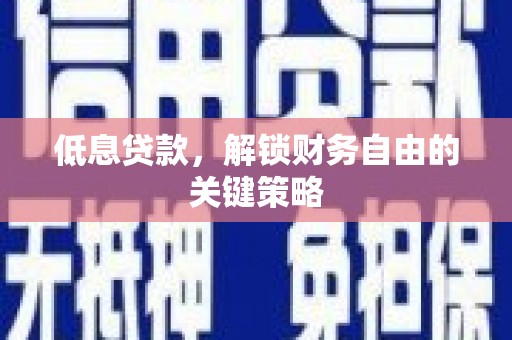 临沧低息贷款，解锁财务自由的关键策略
