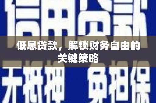 临沧低息贷款，解锁财务自由的关键策略